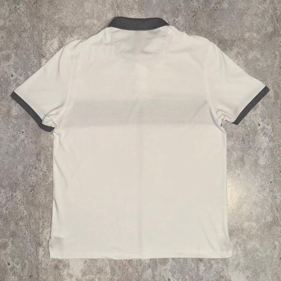 Calvin Klein Liquid Touch Short Sleeve Polo Shirt in White/Navy/Grey - Picture 4 of 4